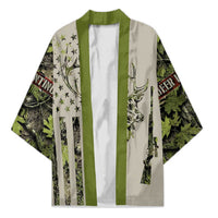 Deer Skull Camouflage Kimono American Hunting Culture in Forest Green and Earth Tones