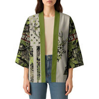 Deer Skull Camouflage Kimono American Hunting Culture in Forest Green and Earth Tones