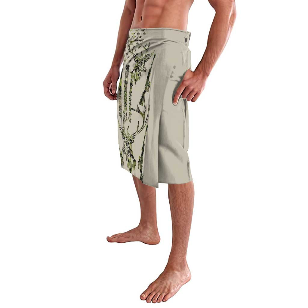 Deer Skull Camouflage Lavalava American Hunting Culture in Forest Green and Earth Tones