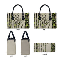 Deer Skull Camouflage Leather Bag American Hunting Culture in Forest Green and Earth Tones