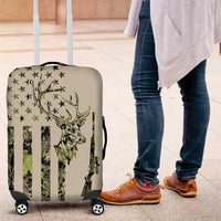 Deer Skull Camouflage Luggage Cover American Hunting Culture in Forest Green and Earth Tones