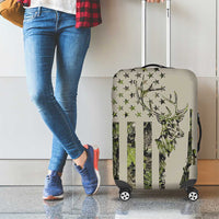 Deer Skull Camouflage Luggage Cover American Hunting Culture in Forest Green and Earth Tones