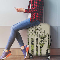 Deer Skull Camouflage Luggage Cover American Hunting Culture in Forest Green and Earth Tones