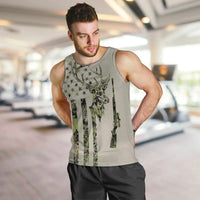 Deer Skull Camouflage Men Tank Top American Hunting Culture in Forest Green and Earth Tones