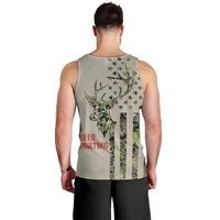 Deer Skull Camouflage Men Tank Top American Hunting Culture in Forest Green and Earth Tones