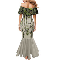 Deer Skull Camouflage Mermaid Dress American Hunting Culture in Forest Green and Earth Tones