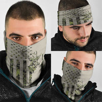 Deer Skull Camouflage Neck Gaiter American Hunting Culture in Forest Green and Earth Tones