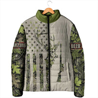 Deer Skull Camouflage Padded Jacket American Hunting Culture in Forest Green and Earth Tones