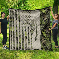 Deer Skull Camouflage Quilt American Hunting Culture in Forest Green and Earth Tones