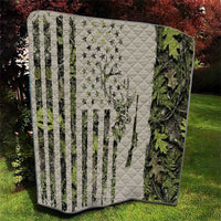 Deer Skull Camouflage Quilt American Hunting Culture in Forest Green and Earth Tones
