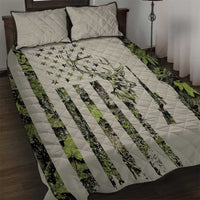 Deer Skull Camouflage Quilt Bed Set American Hunting Culture in Forest Green and Earth Tones