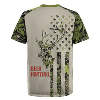 Deer Skull Camouflage Rugby Jersey American Hunting Culture in Forest Green and Earth Tones