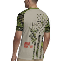 Deer Skull Camouflage Rugby Jersey American Hunting Culture in Forest Green and Earth Tones