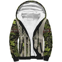 Deer Skull Camouflage Sherpa Hoodie American Hunting Culture in Forest Green and Earth Tones