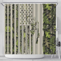 Deer Skull Camouflage Shower Curtain American Hunting Culture in Forest Green and Earth Tones