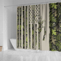 Deer Skull Camouflage Shower Curtain American Hunting Culture in Forest Green and Earth Tones