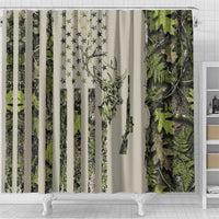 Deer Skull Camouflage Shower Curtain American Hunting Culture in Forest Green and Earth Tones