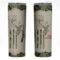 Deer Skull Camouflage Skinny Tumbler American Hunting Culture in Forest Green and Earth Tones