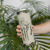 Deer Skull Camouflage Skinny Tumbler American Hunting Culture in Forest Green and Earth Tones