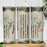Deer Skull Camouflage Skinny Tumbler American Hunting Culture in Forest Green and Earth Tones
