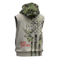 Deer Skull Camouflage Sleeveless Hoodie American Hunting Culture in Forest Green and Earth Tones