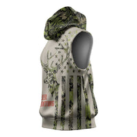 Deer Skull Camouflage Sleeveless Hoodie American Hunting Culture in Forest Green and Earth Tones