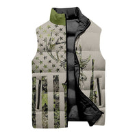 Deer Skull Camouflage Sleeveless Puffer Jacket American Hunting Culture in Forest Green and Earth Tones