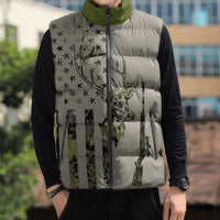 Deer Skull Camouflage Sleeveless Puffer Jacket American Hunting Culture in Forest Green and Earth Tones