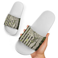 Deer Skull Camouflage Slide Sandals American Hunting Culture in Forest Green and Earth Tones