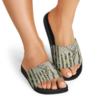 Deer Skull Camouflage Slide Sandals American Hunting Culture in Forest Green and Earth Tones