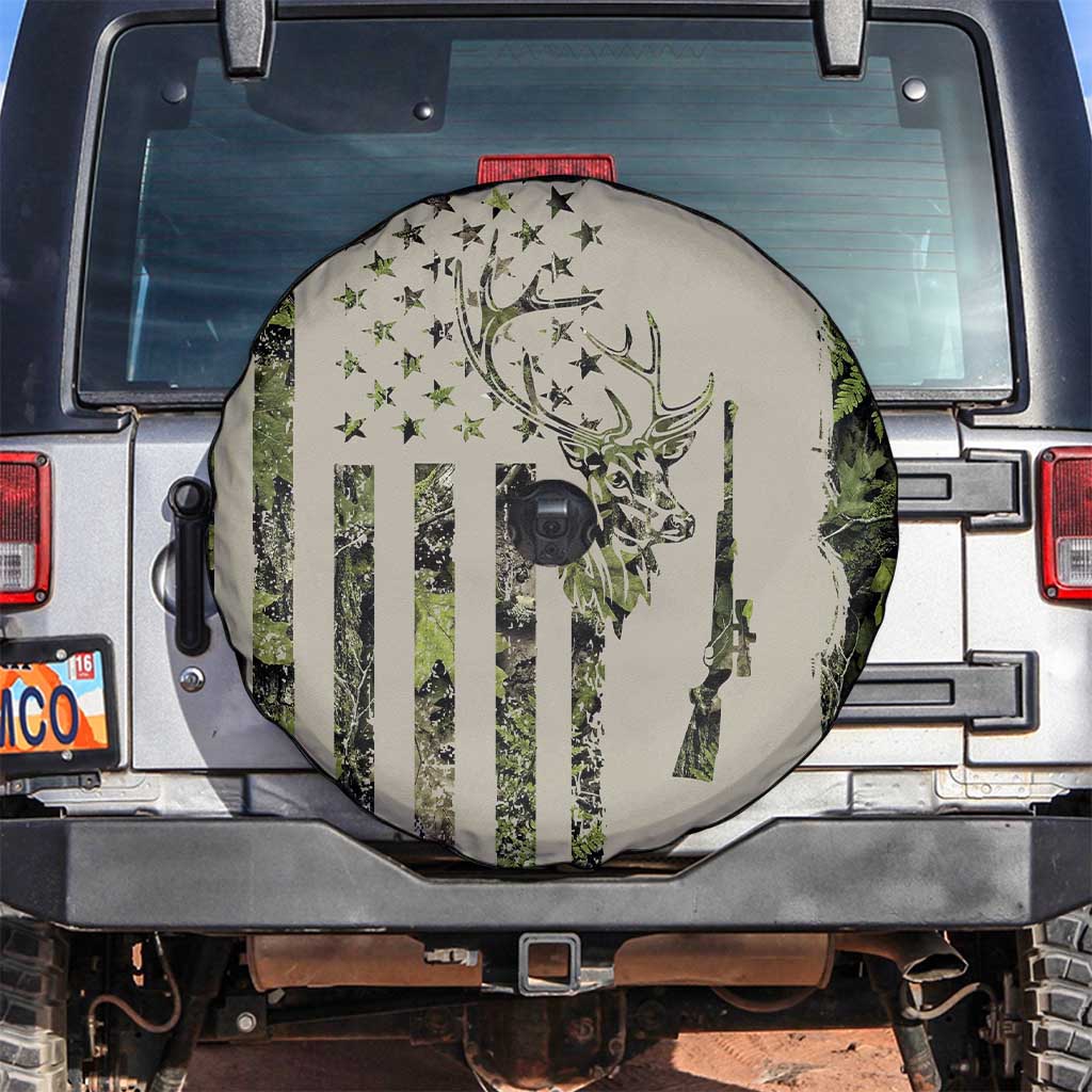 Deer Skull Camouflage Spare Tire Cover American Hunting Culture in Forest Green and Earth Tones