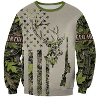 Deer Skull Camouflage Sweatshirt American Hunting Culture in Forest Green and Earth Tones