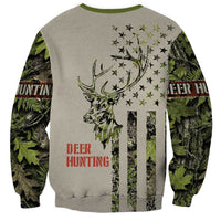 Deer Skull Camouflage Sweatshirt American Hunting Culture in Forest Green and Earth Tones