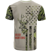 Deer Skull Camouflage T Shirt American Hunting Culture in Forest Green and Earth Tones