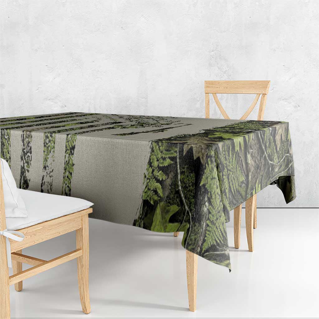 Deer Skull Camouflage Tablecloth American Hunting Culture in Forest Green and Earth Tones