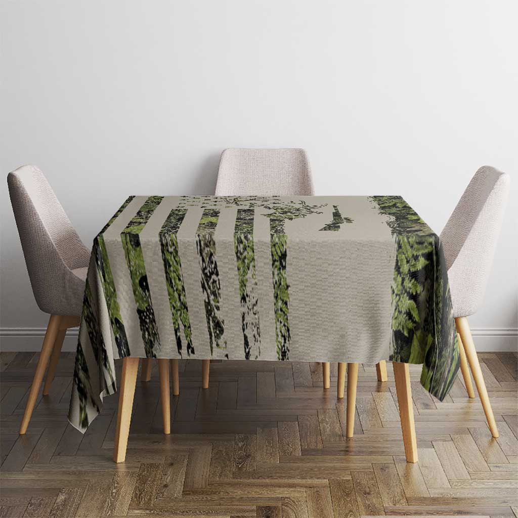 Deer Skull Camouflage Tablecloth American Hunting Culture in Forest Green and Earth Tones
