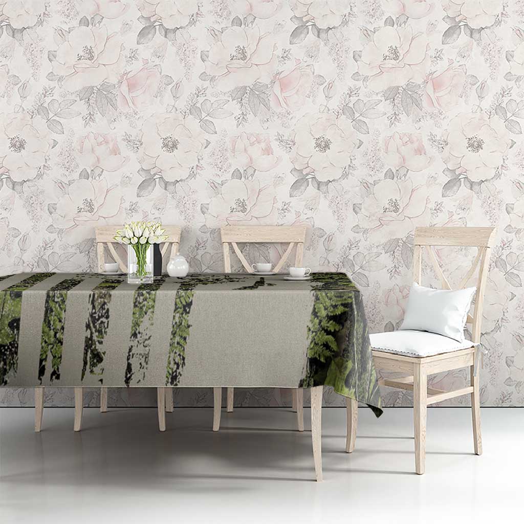 Deer Skull Camouflage Tablecloth American Hunting Culture in Forest Green and Earth Tones