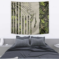 Deer Skull Camouflage Tapestry American Hunting Culture in Forest Green and Earth Tones