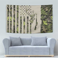 Deer Skull Camouflage Tapestry American Hunting Culture in Forest Green and Earth Tones