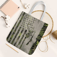 Deer Skull Camouflage Tote Bag American Hunting Culture in Forest Green and Earth Tones