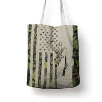 Deer Skull Camouflage Tote Bag American Hunting Culture in Forest Green and Earth Tones