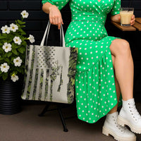 Deer Skull Camouflage Tote Bag American Hunting Culture in Forest Green and Earth Tones