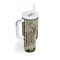 Deer Skull Camouflage Tumbler With Handle American Hunting Culture in Forest Green and Earth Tones