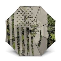 Deer Skull Camouflage Umbrella American Hunting Culture in Forest Green and Earth Tones