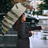 Deer Skull Camouflage Umbrella American Hunting Culture in Forest Green and Earth Tones
