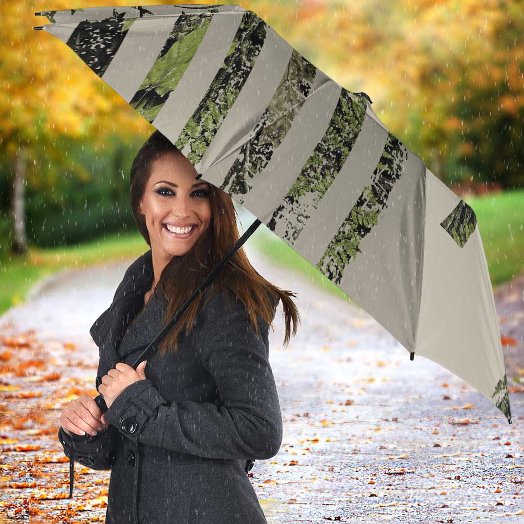 Deer Skull Camouflage Umbrella American Hunting Culture in Forest Green and Earth Tones