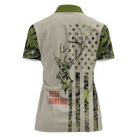 Deer Skull Camouflage Women Polo Shirt American Hunting Culture in Forest Green and Earth Tones