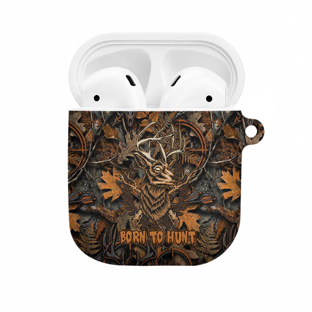 Deer Hunting Skull AirPods Case Autumn Leaves Rustic Brown and Orange Tones