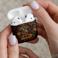 Deer Hunting Skull AirPods Case Autumn Leaves Rustic Brown and Orange Tones