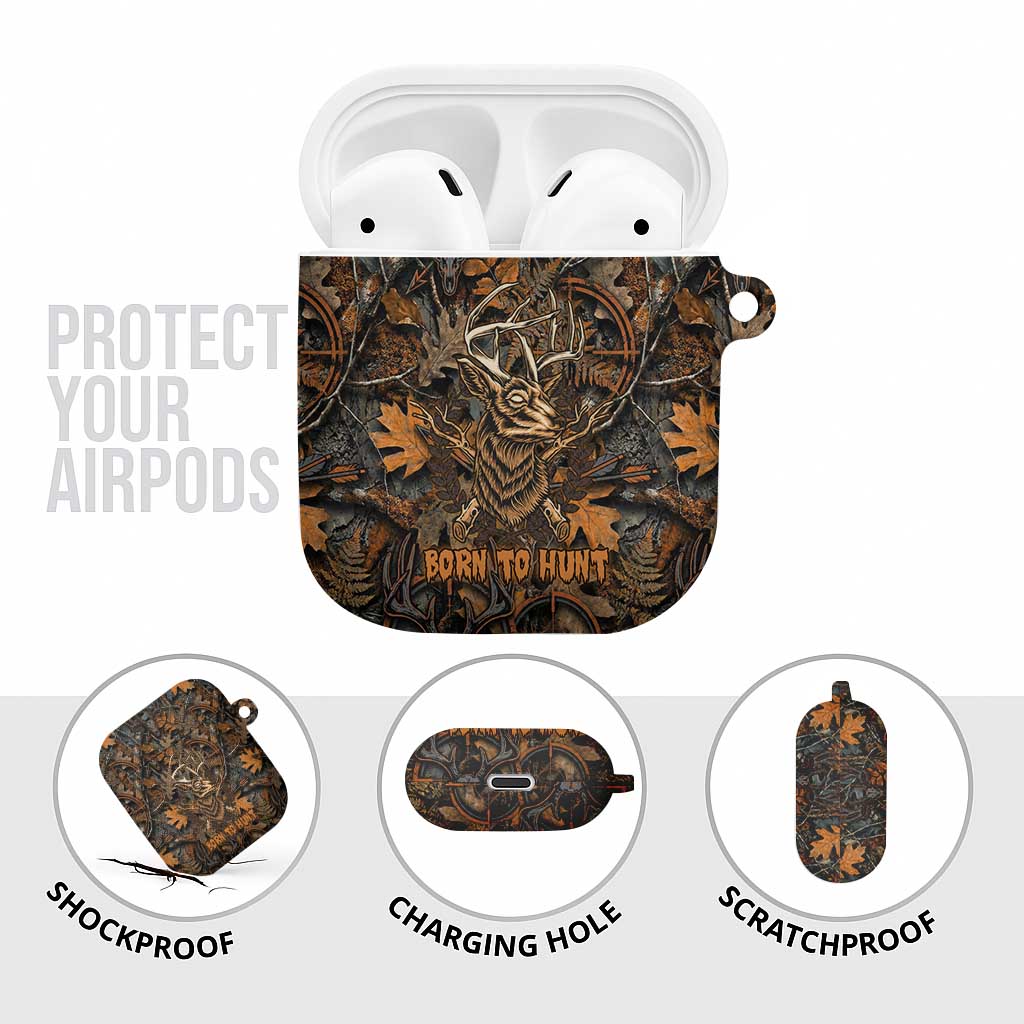 Deer Hunting Skull AirPods Case Autumn Leaves Rustic Brown and Orange Tones